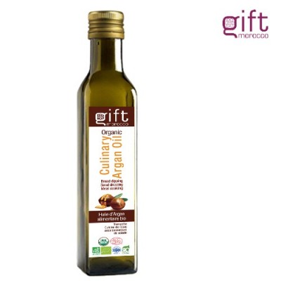 Culinary Morocco Organic Argan Oil - Extra Virgin Cooking Oil with Roasted Seeds - Dark Glass Bottle 250 ml