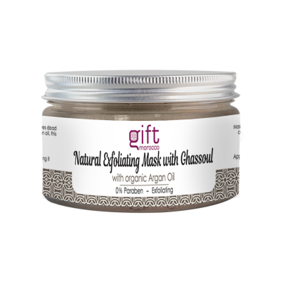 Natural Exfoliating Ghassoul Mask with organic Argan Oil - Natural, Cleansing, Nourishing - Paraben Free